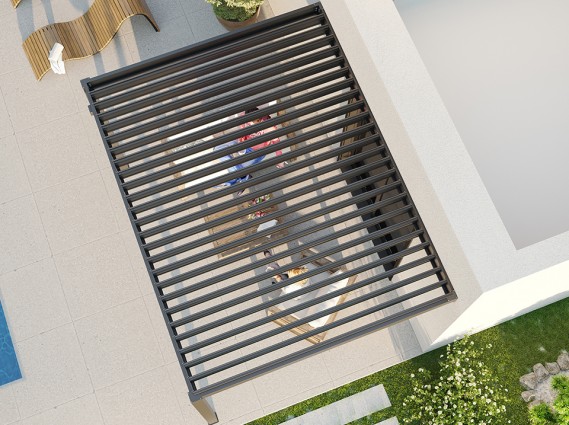 Vue aérienne du pergola bioclimatique Zenith