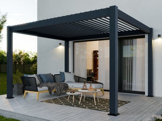 Pergola bioclimatique Orion anthracite sans store