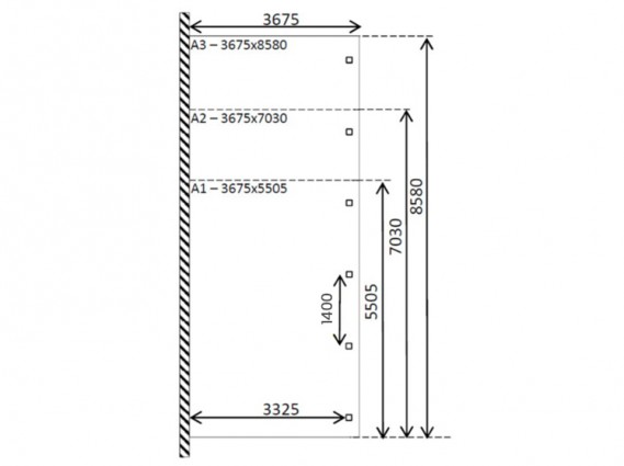 Dessin technique et mesures du carport adossé
