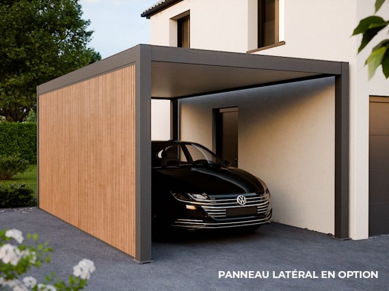 carport design autoporté avec panneau composite Teck