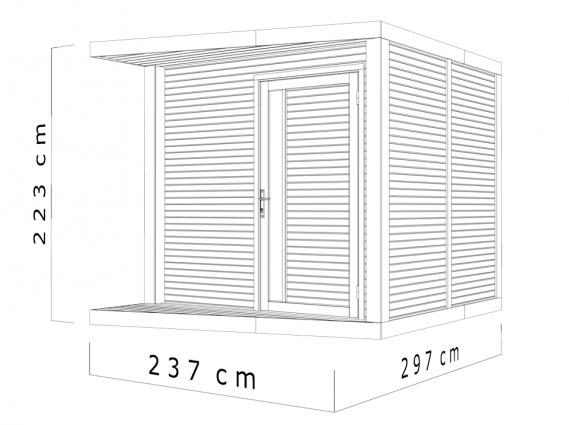 plan et mesures de l'abri de jardin en bois