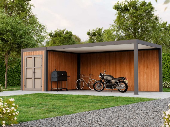 Carport aluminium avec un abri