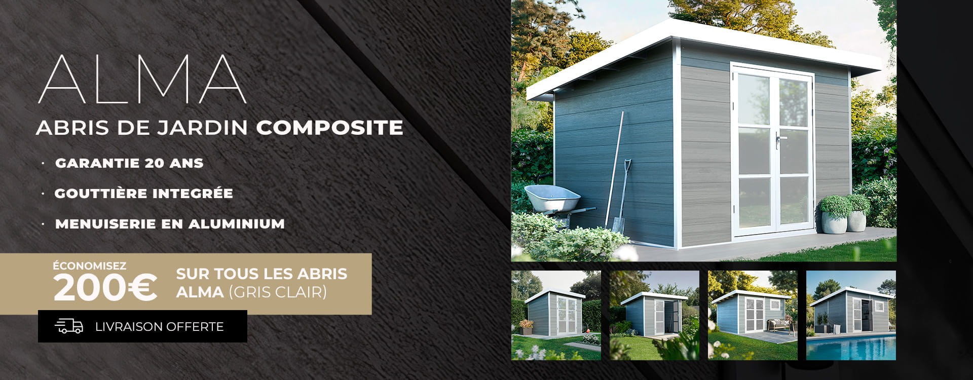 promotion abri de jardin composite