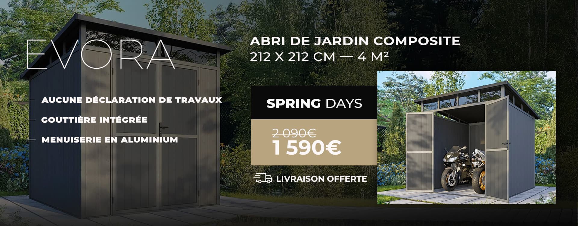 promotion abri de jardin composite