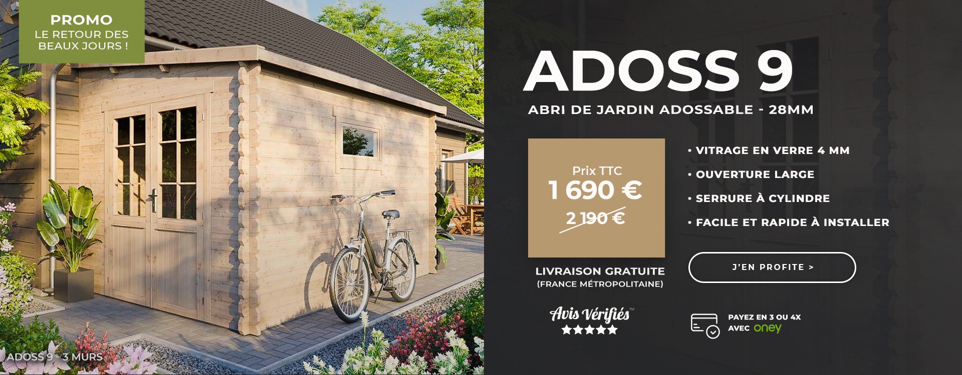 promotion abri de jardin adosse
